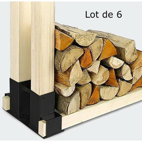 Le Poisson Qui Jardine – Lot de 6 range-bûches en métal – Supports robustes pour rangement bois de chauffage – Dimensions 34x10x15 cm – Poids 1,6 kg