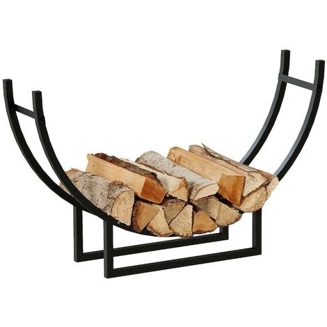 Le Poisson Qui Jardine – Range bûches intérieur demi rond 92 cm – Étagère bois de chauffage élégante – Dimensions 55×92×21 cm – Accès facile au bois de cheminée
