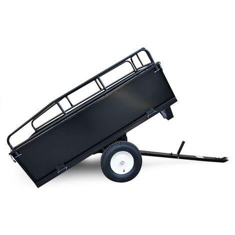 Le Poisson Qui Jardine – Remorque basculante pour tondeuses autoportées et quads 200x78x94,5 cm – Grille amovible – Capacité 300 kg – Pneus à air pour terrains variés