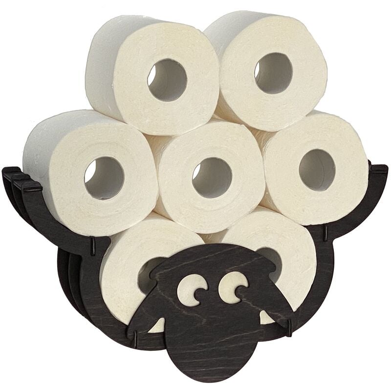 Distributeur de papier toilette Mouton Mur Noir Bois Distributeur de rouleaux de papier toilette Distributeur de rouleaux de rechange Distributeur de