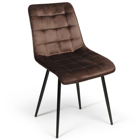 Le Quai Des Affaires – Chaise de salle à manger MUSE – Tissu velours marron – Pieds en métal – Dimensions L 60 x P 45 x H 84 cm – Hauteur d'assise 48 cm