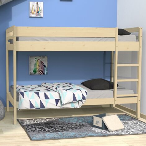 Le Quai Des Affaires – Lit superposé 90x190 avec 2 sommiers – Finition en pin massif – Dimensions 196x100x140 cm – Charge maximale 80 kg par couchage