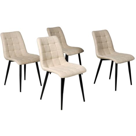 Le Quai Des Affaires – Lot de 4 chaises de salle à manger en velours beige – Pieds en métal – Dimensions 60x45x84 cm – Hauteur d'assise 48 cm