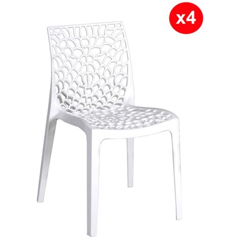 Le Quai Des Affaires – Lot de 4 chaises empilables en polypropylène blanc – Dimensions L50 x P54 x H81 cm – Rangement facile et pratique - L50xP54xH81