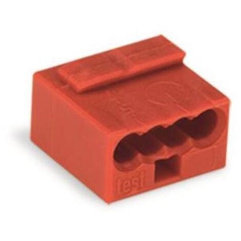 Le Sanitaire – Borne micro pour boîte de dérivation 4 pôles – Couleur rouge – Sections de câble 0,6 à 0,8 mm² – Courant max 6 A – Raccordement rapide PUSH WIRE®