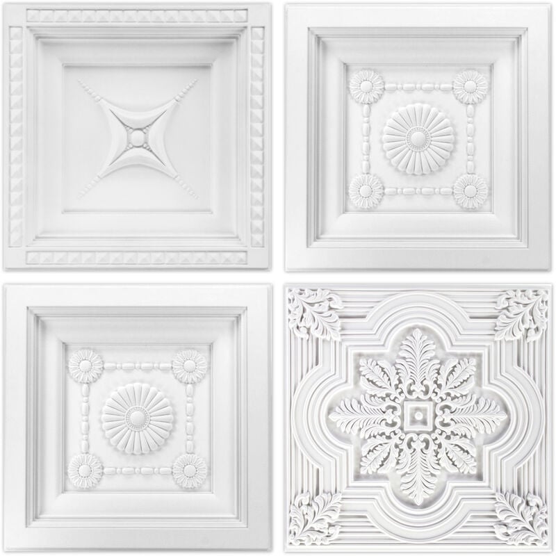 Le stock restant Dalles de plafond en pu - décor de plaque de stuc Hexim 60x60cm sélection: FH5084
