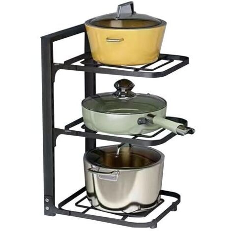 Le support de rangement pour casseroles à 3 niveaux sous l'évier peut stocker des casseroles en fer et des plaques à pâtisserie