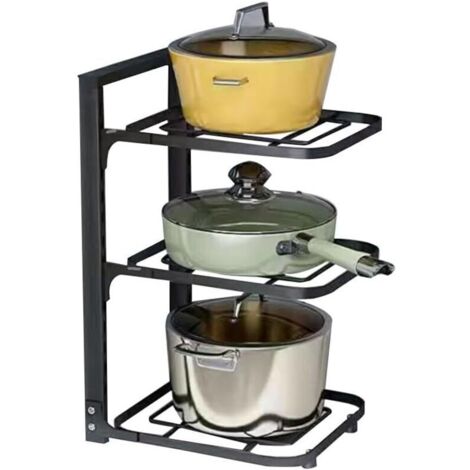 Le support de rangement pour casseroles à 3 niveaux sous l'évier peut stocker des casseroles en fer et des plaques à pâtisserie