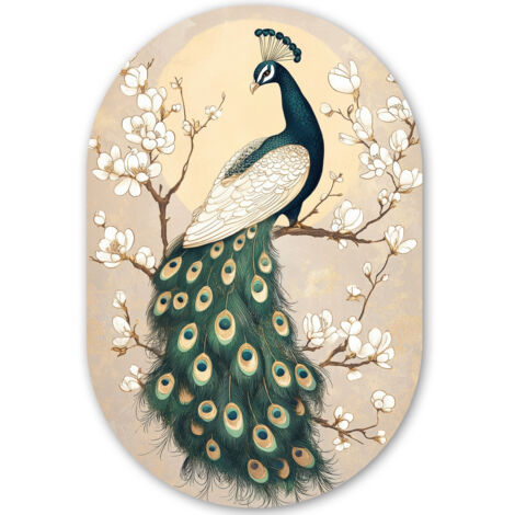 LE TABLEAU Paon - Branche - Fleurs Décoration Murale 40x60 cm