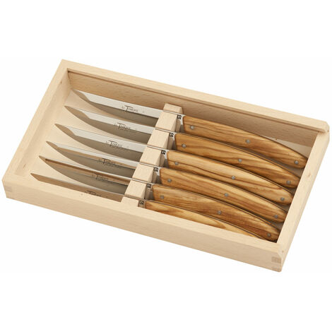 Le Thiers - Coffret 6 couteaux bois d olivier le thiers prestige
