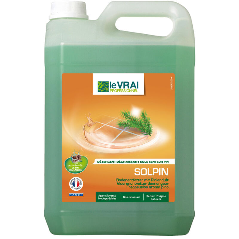 Action Pin - Nettoyant dégraissant sols Solpin Le Vrai professionnel - Bidon de 5 l