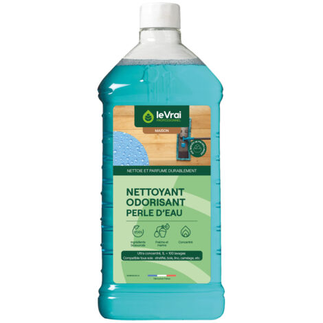 Nettoyant odorisant perle d'eau 1L – Formule biosourcée 97,4% – Compatible tous sols – Parfum frais et marine – 100 lavages – Le Vrai Professionnel