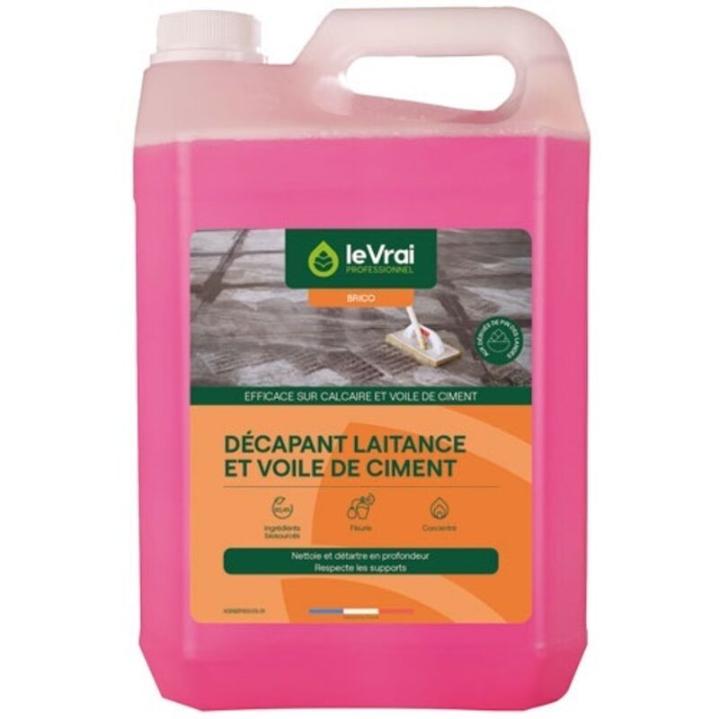 LE VRAI PROFESSIONNEL - Décapant laitance et voile de ciment 5 L