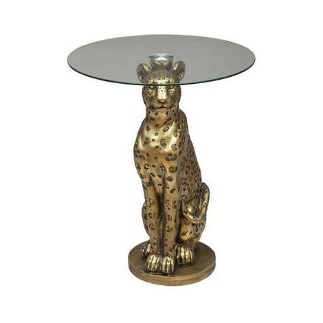 'Léa' - Table d'Appoint Ronde Wild Leopard Diamètre 40 x Hauteur 52 cm