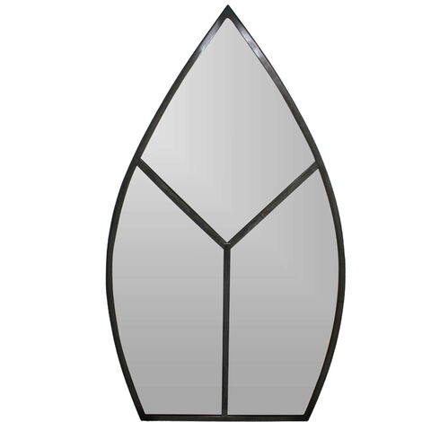 Leaf Arch Outdoor Mirror - Glass - L1.5 x W50 x H90 cm - Natural Black