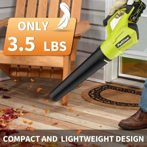 PULITUO Leaf Blower 20V Leaf Blower Cordless with 4.0Ah Battery and Charger, High Power 400 CFM Electric Leaf Blowers, Lightweight Handheld Cordless Blower for Lawn Care Yard Patio Garden Leaves Dust -Green
