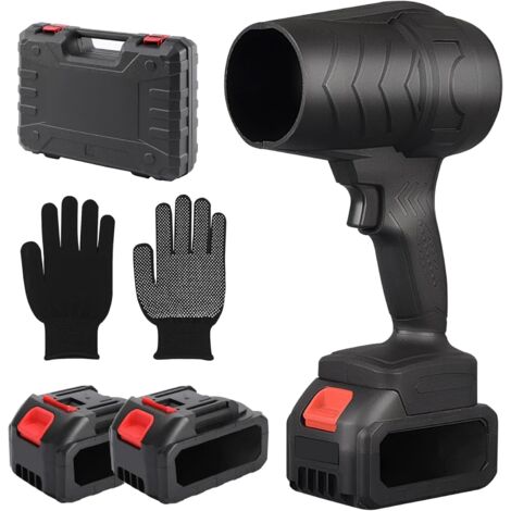 Leaf blower, mini battery-powered blower 16,000 RPM, electric leaf blower, turbo blower with two 2,000 mAh batteries, dust blower/electric air blower for removing leaves and dust from cars