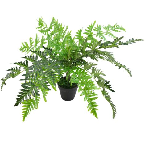 Leaf Grande pianta artificiale con vaso, materiali misti, felce frontale, 50 cm