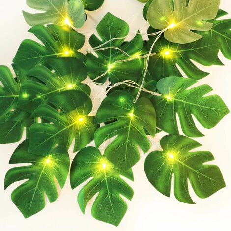 Leaf String Lights,Led String Lights 9.84ft Leaf LED String Lights 20-LED Hanging Light String Light String Lamp with Green Monstera Leaves for Bedroom Decoration