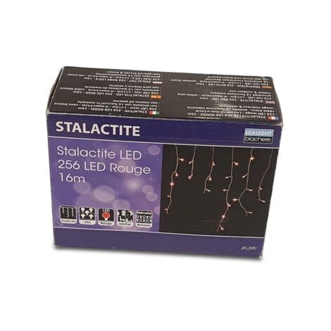 LEALIGHT BLACHERE ILLUMINATION - Guirlande lumineuse stalactite LED - 256 LED rouges - Câble blanc - 16 m x 0,54 m - 24V - IP24 - JFL39R - 16 fonctions animées avec mémoire - Usage intérieur et extéri