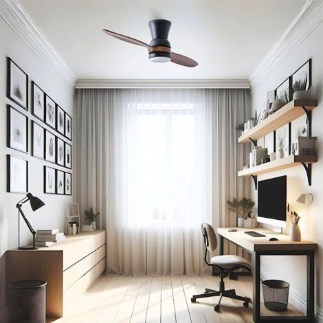 LEAN Ventilador de techo ventyly con luz madera oscura