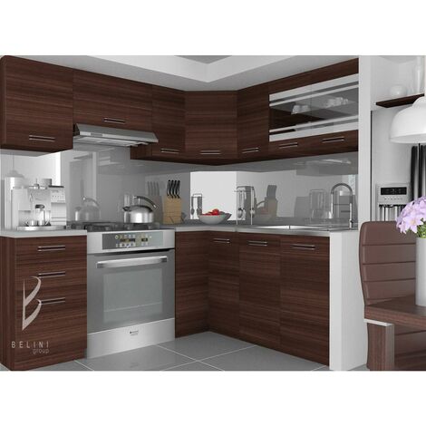 LEANA  Cucina angolare completa + Componibile L 360cm 9 pz  Piano di lavoro INCLUSO  Set di mobili da cucina