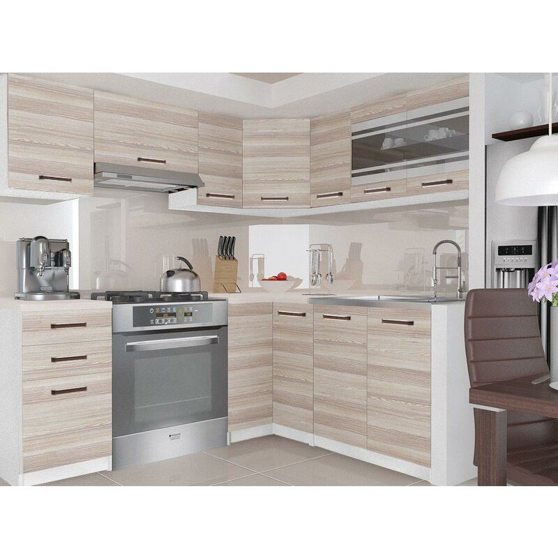 Leana Cuisine Complete D Angle Modulaire L 360 Cm 9 Pcs Plan De Travail Inclus Ensemble Armoires Modernes Cuisine Acacia Acacia Bel Torino Lidia Akacjatre F