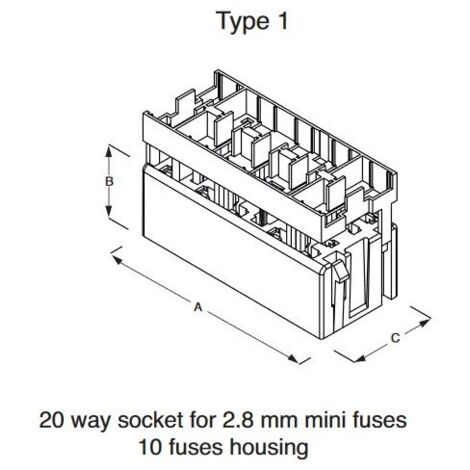 Lear 518169008 Receptacle for 20 mini fuses - Yellow