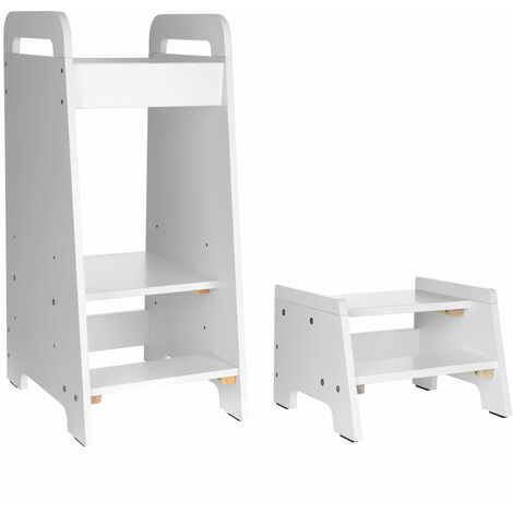 Learning Tower Kitchen Helper & Step Stool Set (White)