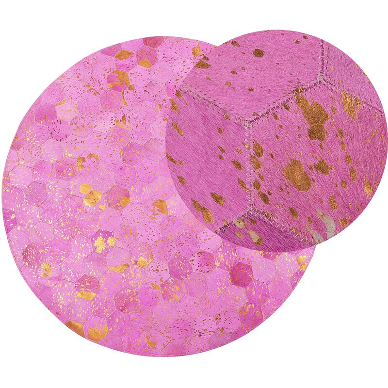 Modern Contemporary Honeycomb Pattern Area Rug ⌀140cm Pink Zeytin