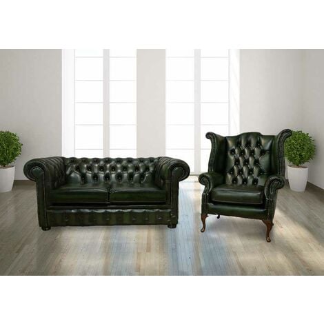 Leather Chesterfield Sofa Green, Leather Chesterfield Sofa Green