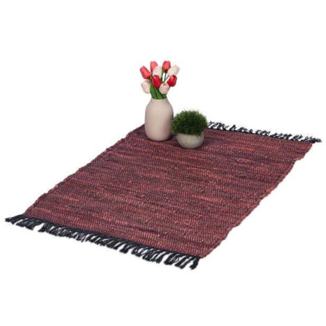 Leather & Cotton Runner Rug 60x100 cm