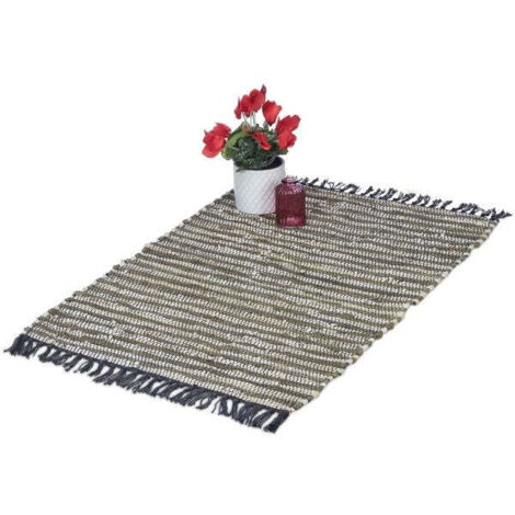 Leather & Cotton Runner Rug 60x100 cm