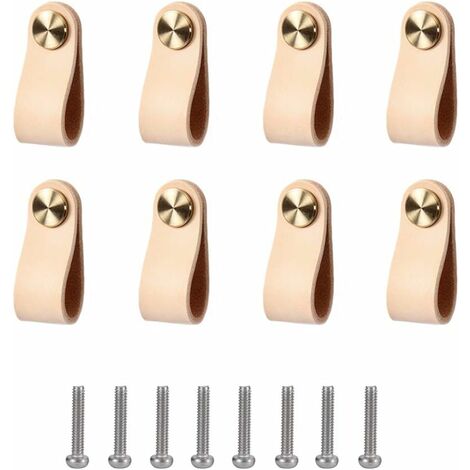Leather Handle 8 Pieces Leather Cabinet Handles Cupboard Handles for Exquisite Furniture Decoration Accessories with Screws Accessories