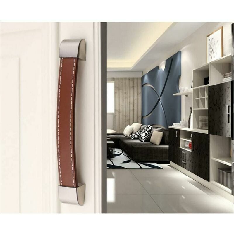 Leather Handle for Furniture 6 Pieces Leather Door Handle Leather Furniture Handle Leather Cabinet Handle for Cupboard Drawer Furniture(58mm,128mm)