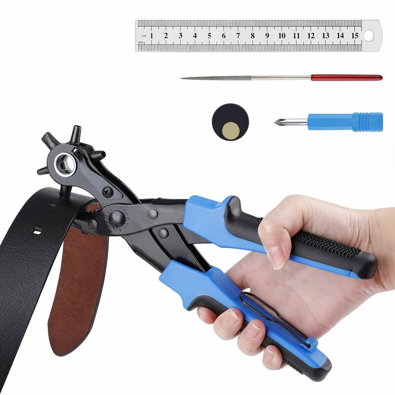 Leather Punch Pliers 6 sizes precision revolver belt punch for perforating felt paper textiles
