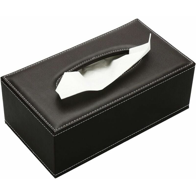 Leather Tissue Box for Home, Office and Car (Brown)