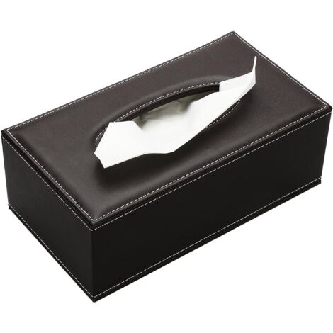 Leather Tissue Box for Home, Office and Car (Brown)