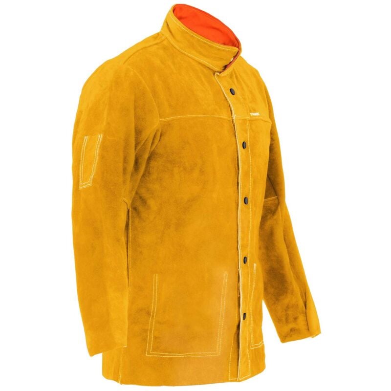 Leather Welding Jacket Welders Safety Jacket Protective ppe Welding Gold Size m
