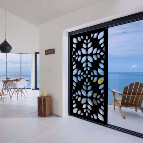 LEAVES - Pannello in PVC traforato - Parasole - Colore: nero - Misura: 50x150 cm