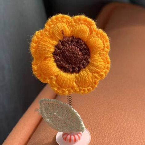 Lebendige Häkelblumen-Autodekoration [1 Stück, 5,5 x 3,2 cm] – Flexibles, mehrfarbiges DIY-Set