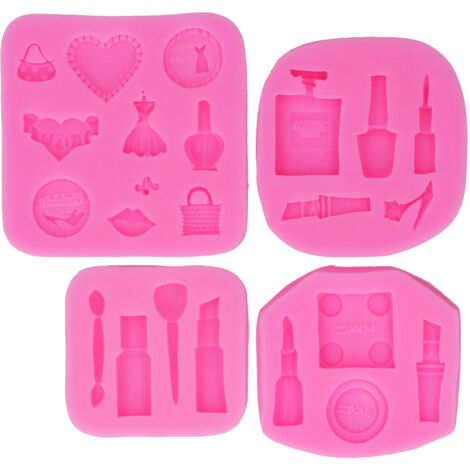 Lebensmittelechte, antihaftbeschichtete Silikonformen, Make-up-Werkzeuge, langlebige, weiche und geruchsneutrale Fondantformen für Kuchen und glasiertes Brot, 4 Stück