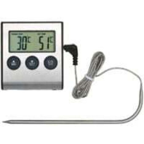 Lebensmittelthermometer 0250°C mit Alarmtimer - Temperaturanzeige für Grillküche