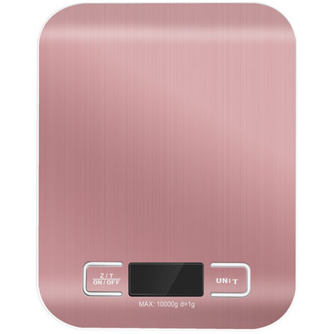 Lebensmittelwaage, digitale Küchenwaage, 10 kg Kapazität, Lebensmittelwaage mit Tara-Funktion zum Kochen, Backen und zur Essenszubereitung, Roségold