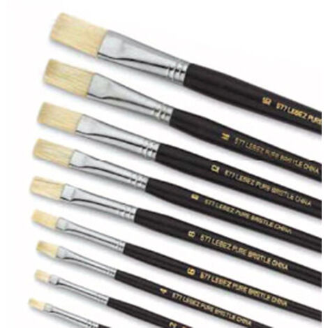 Lebez 577/14B Pennello Punta Piatta Setola Pura N°14 Set 12 pezzi per Arte e Pittura