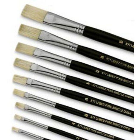 Lebez Spazzola setola cinese punta spatola manico legno 12 pezzi per pittura