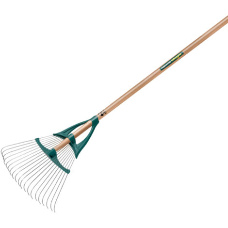 Leborgne – Balai à gazon 42 cm – 20 dents en acier pour ramassage efficace – Monture en V pour maniabilité – Poignée pratique pour ramassage