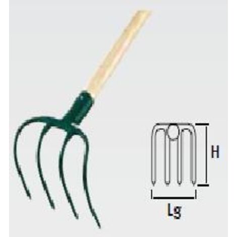 Leborgne – Fourche à bêcher 4 dents 16 cm – Tête en acier forgé – Manche en bois certifié PEFC 90 cm – Pour sols lourds et caillouteux