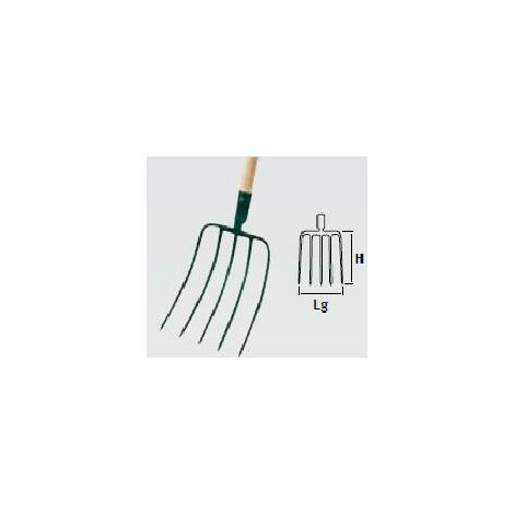 Fourche à Fumier Perry 4 Broches Acier - Poignée En T Bleue - Référence 560 - Légers Défauts Possibles