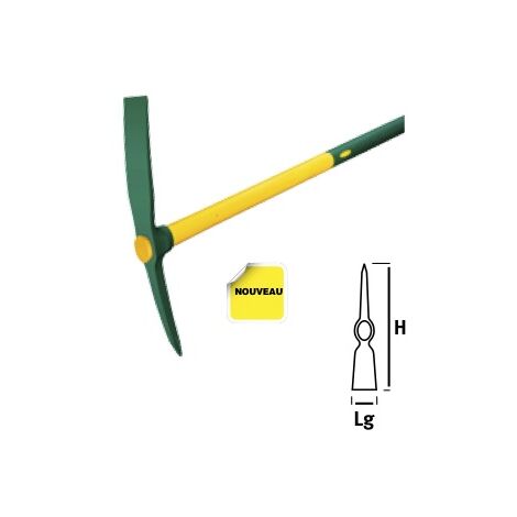 Leborgne – Pioche Duopro 2,3 kg – Douille ovale 50x32 mm – Manche ergonomique Novagrip – Pour terrassement et creusage efficace